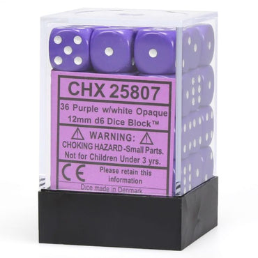 d6 Cube 12mm Purple with White