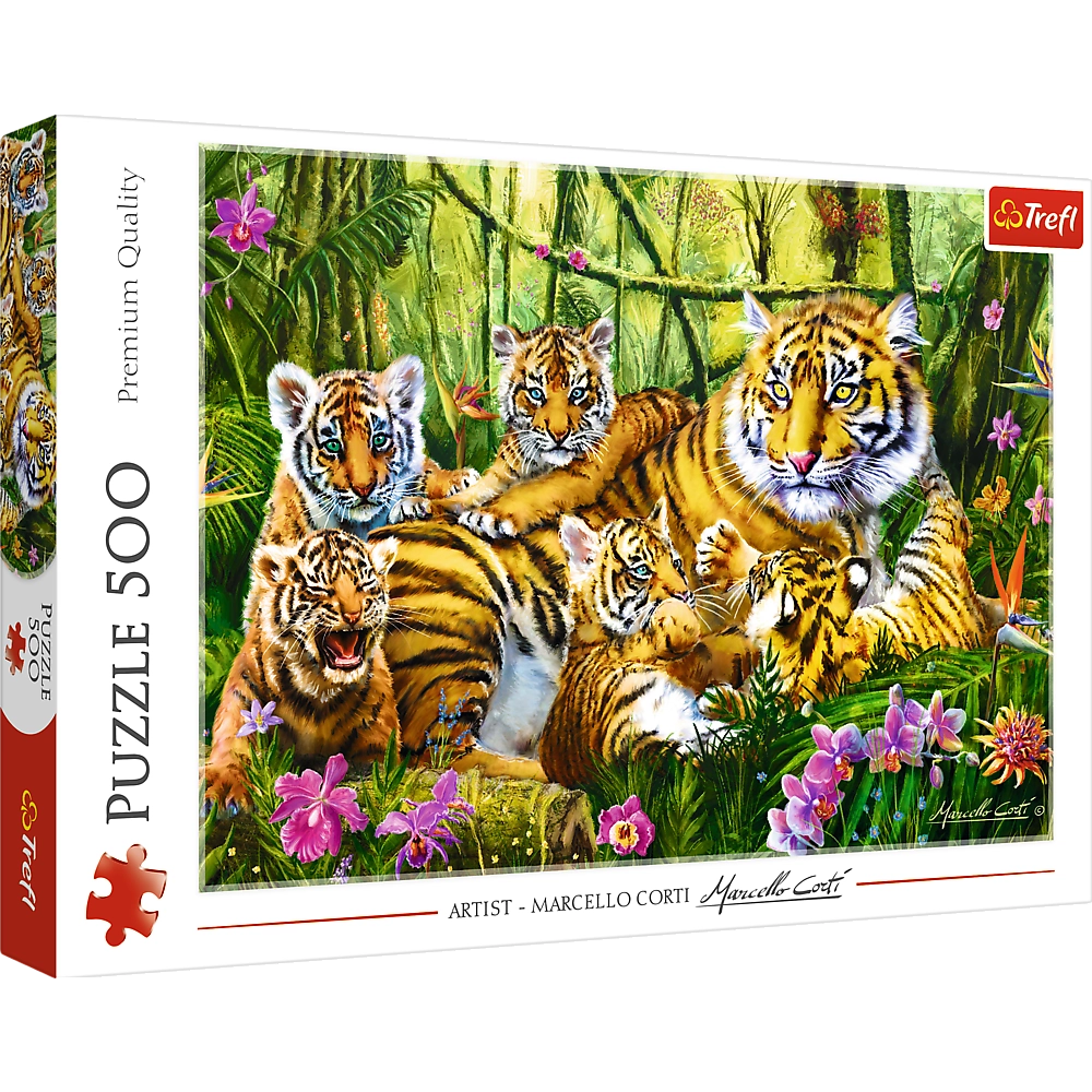 Trefl Red 500 Piece Puzzle - Family of Tigers