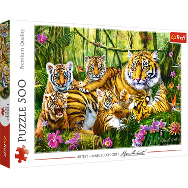 Trefl Red 500 Piece Puzzle - Family of Tigers