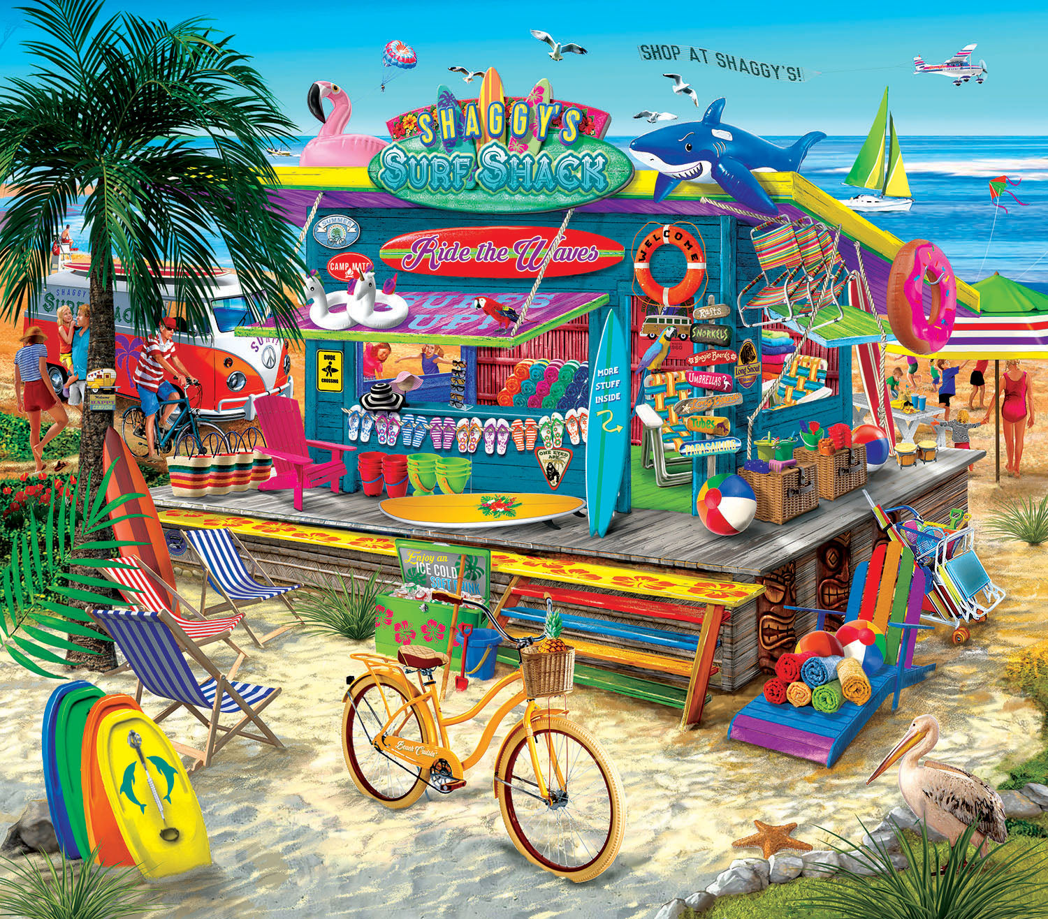 SunsOut: Bigelow Illustrations - Shaggy's Surf Shop 300 Piece Puzzle