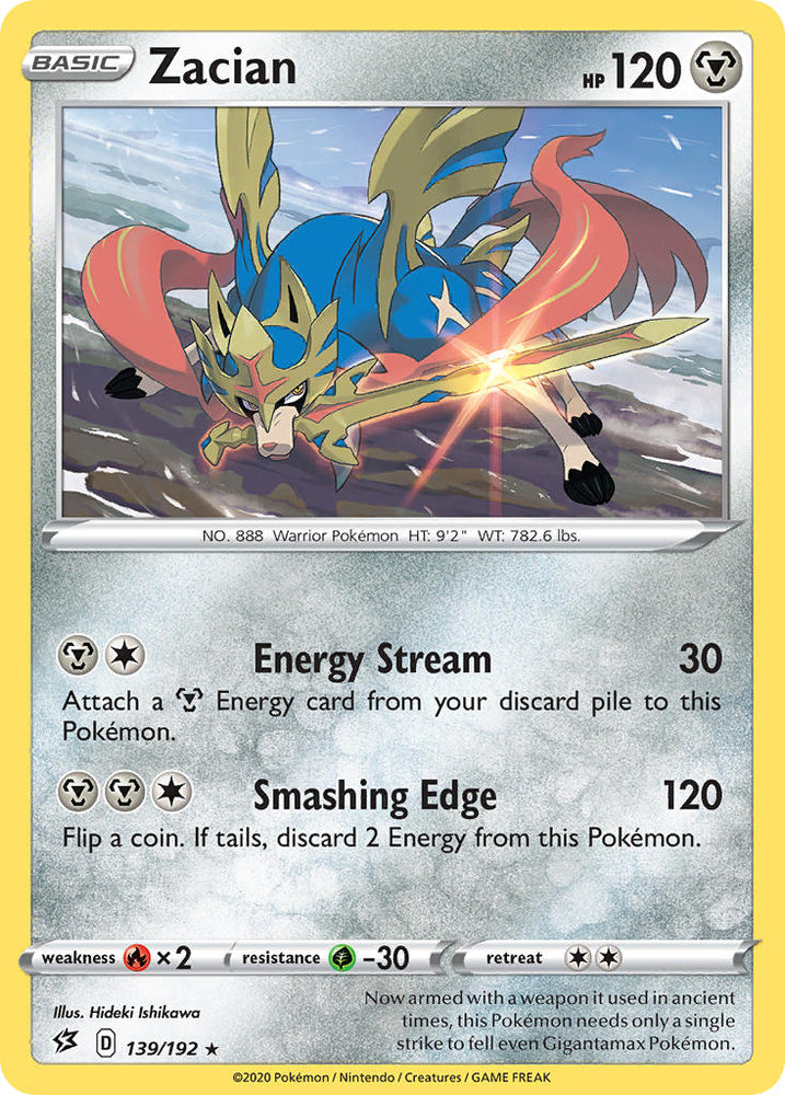 Zacian (139/192) (Cracked Ice Holo) (Theme Deck Exclusives) [Sword & S