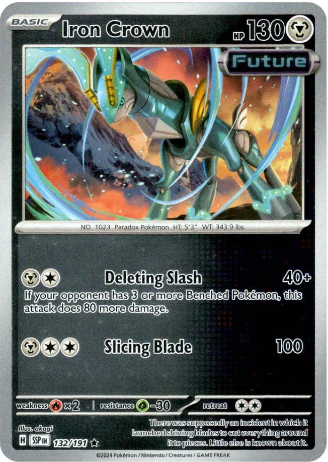 191 191 pokemon card Iron Crown (132/191) [Scarlet & Violet: Surging Sparks]