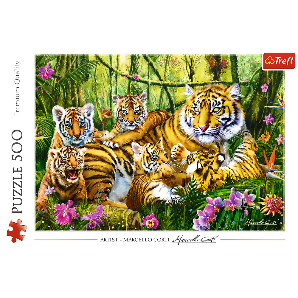 Trefl Red 500 Piece Puzzle - Family of Tigers