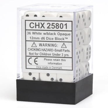 Chessex d6 Cube 12mm White with Black