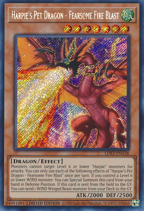 Harpie's Pet Dragon - Fearsome Fire Blast [LDS3-EN138] Secret Rare