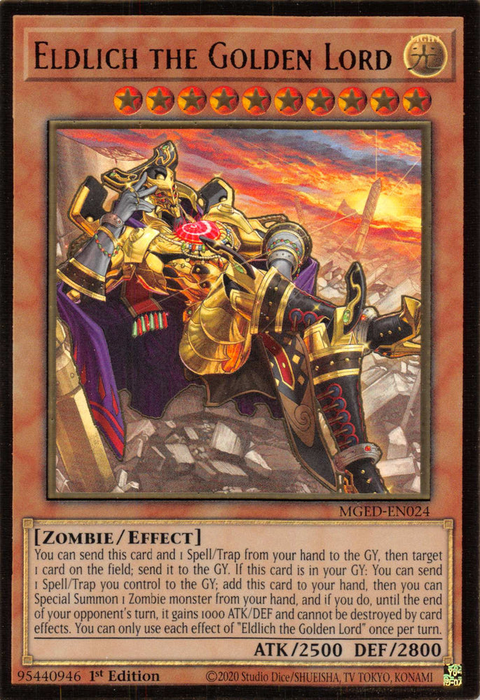 alt art yugioh cards Eldlich the Golden Lord (Alternate Art) [MGED-EN024] Gold Rare