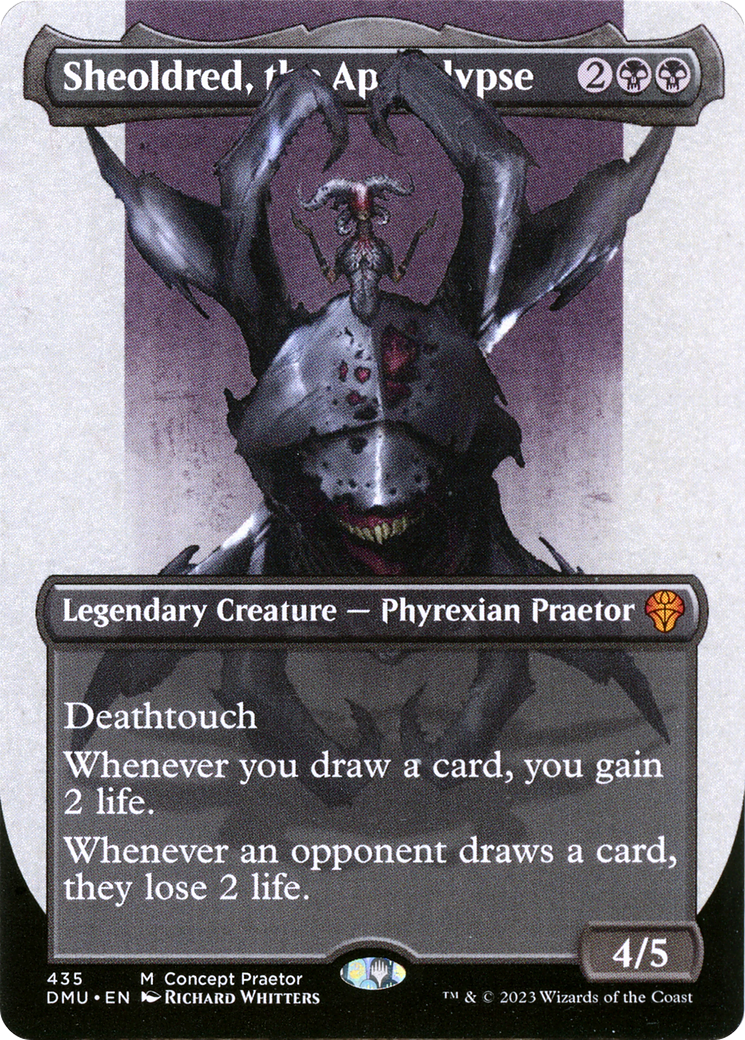 Sheoldred, the Apocalypse (Borderless Concept Praetors) [Phyrexia: All