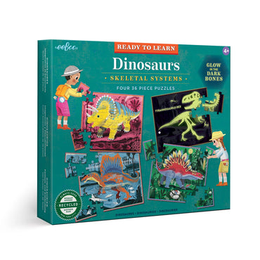 eeBoo - Dinosaurs Skeletal Systems Four 36 Piece Puzzles