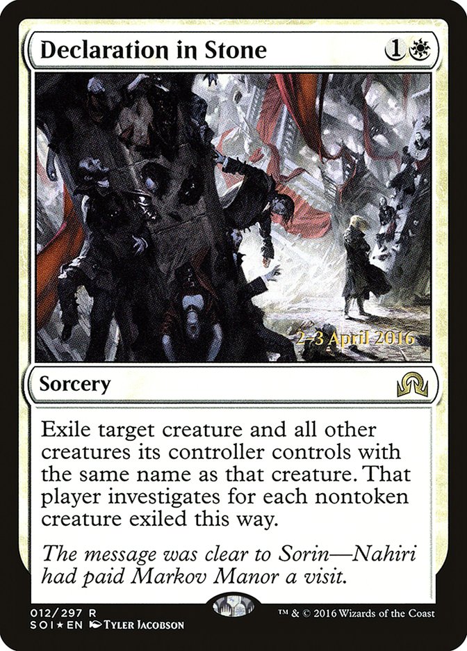 Declaration in Stone [Shadows over Innistrad Prerelease Promos]