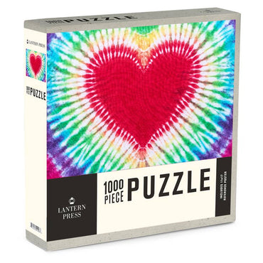 Lantern Press: Tie-Dye Design of a Heart in Rainbow Colors 1000 Piece Puzzle