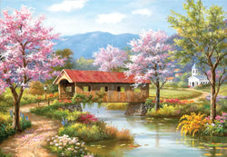 SunsOut: Sung Kim - Covered Bridge in Spring 300 Piece Puzzle