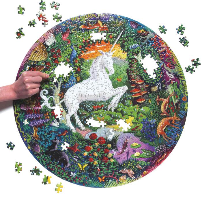 eeBoo: Unicorn Garden 500 Piece Round Puzzle